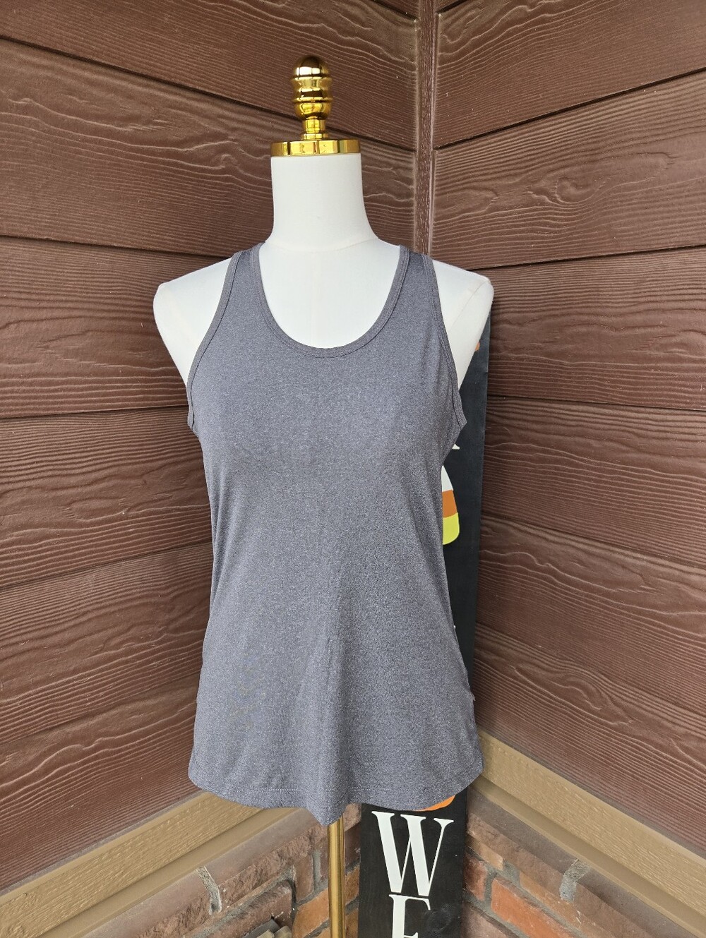 Women’s Gray Performance Racerback Tank Top – Size Medium